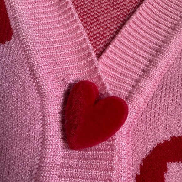 NWT Target Viral Valentine's Day Graphic Heart Cardigan - Pink & Red (Size M) - Picture 3 of 8